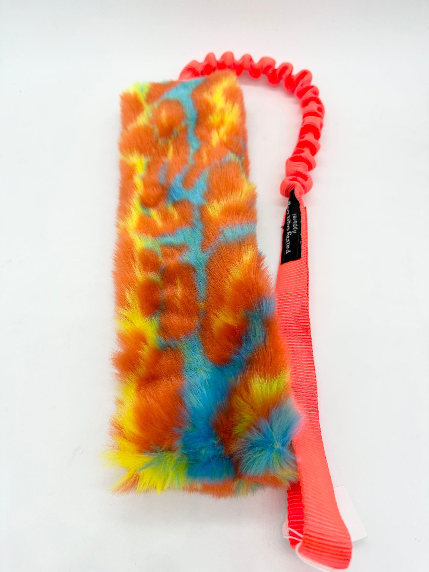 Orange Teal Neon Fur Bungee Tug Toy