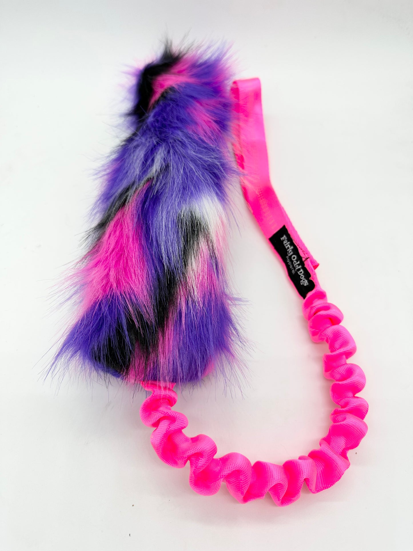 Pink Purple Black Fur Bungee Tug Toy