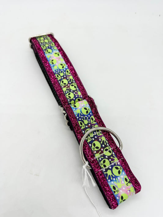 1.5 inch Alien Pink Sparkle Martingale Collar