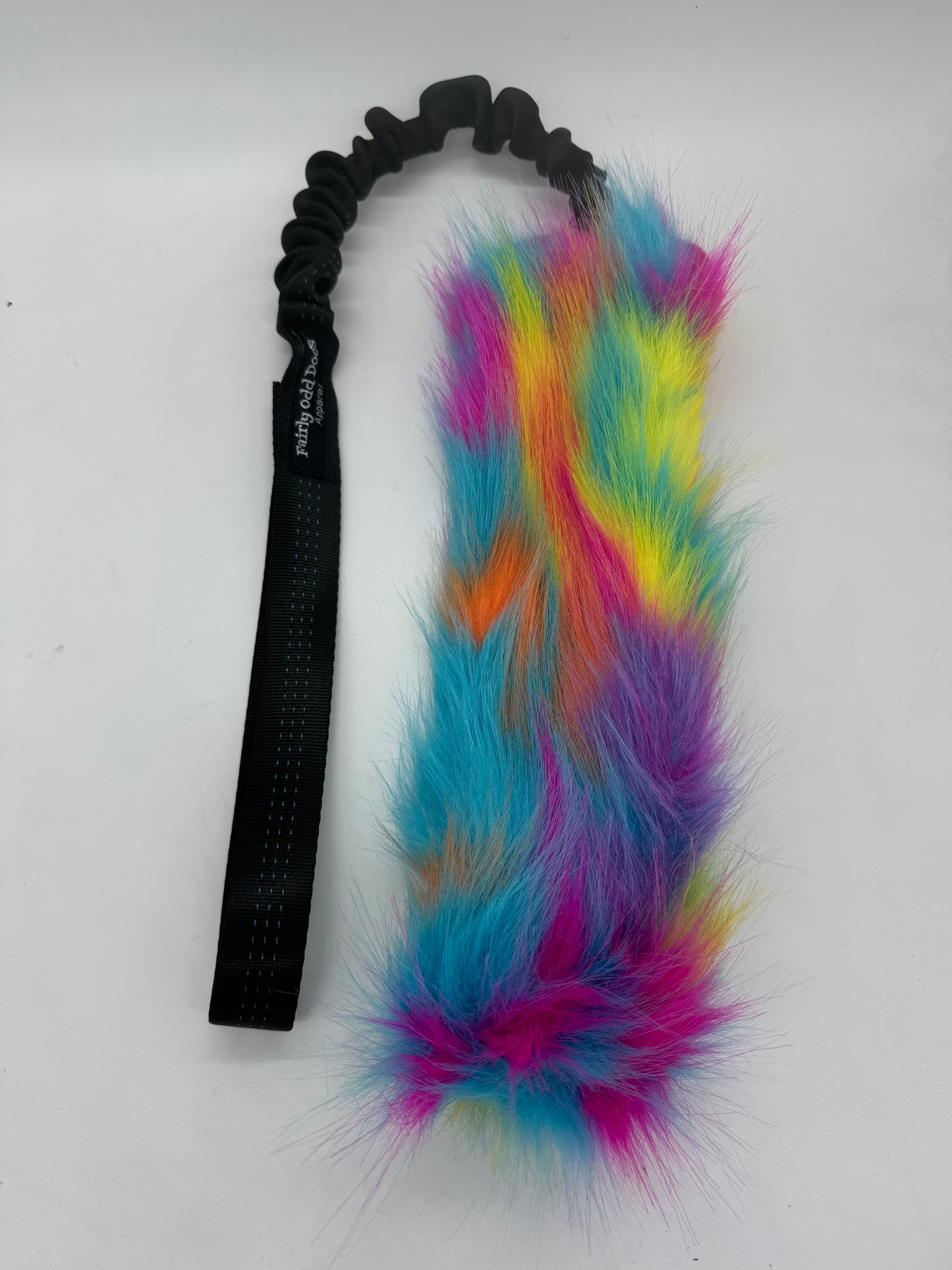 Rainbow Fur Bungee Tug Toy