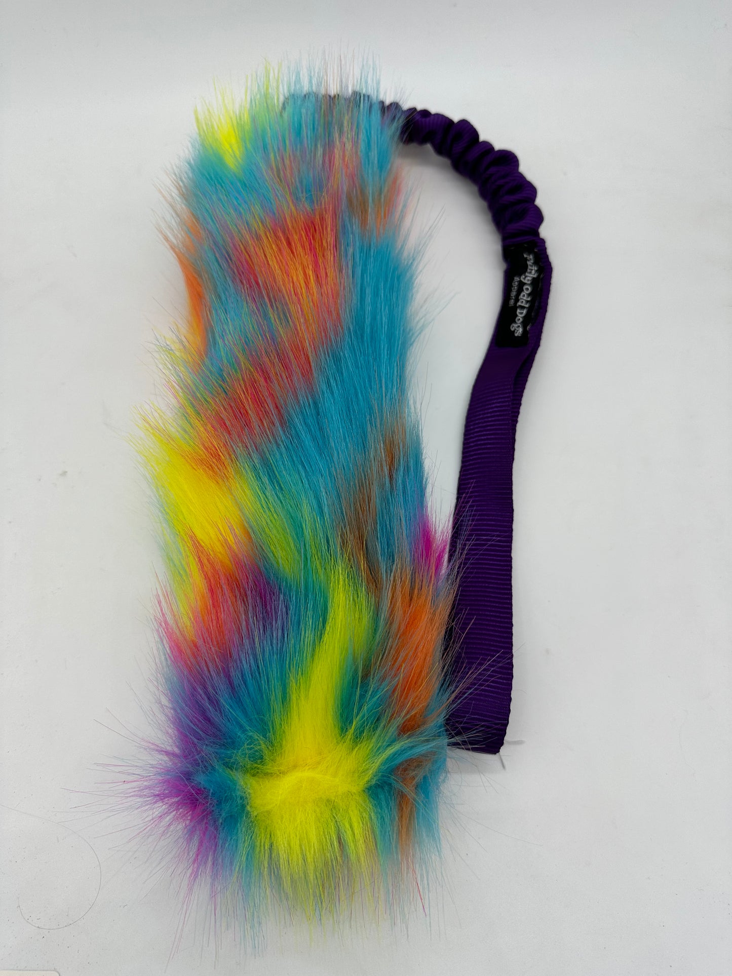 Rainbow Fur Bungee Tug Toy