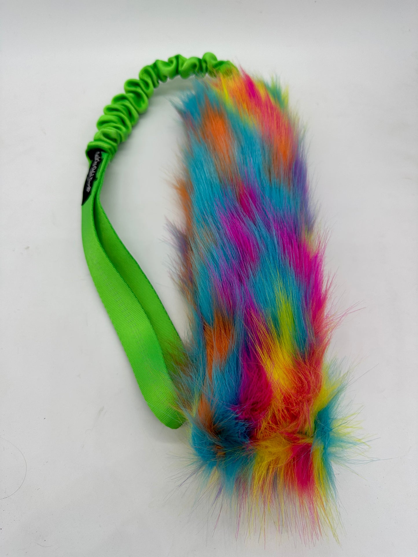 Rainbow Fur Bungee Tug Toy