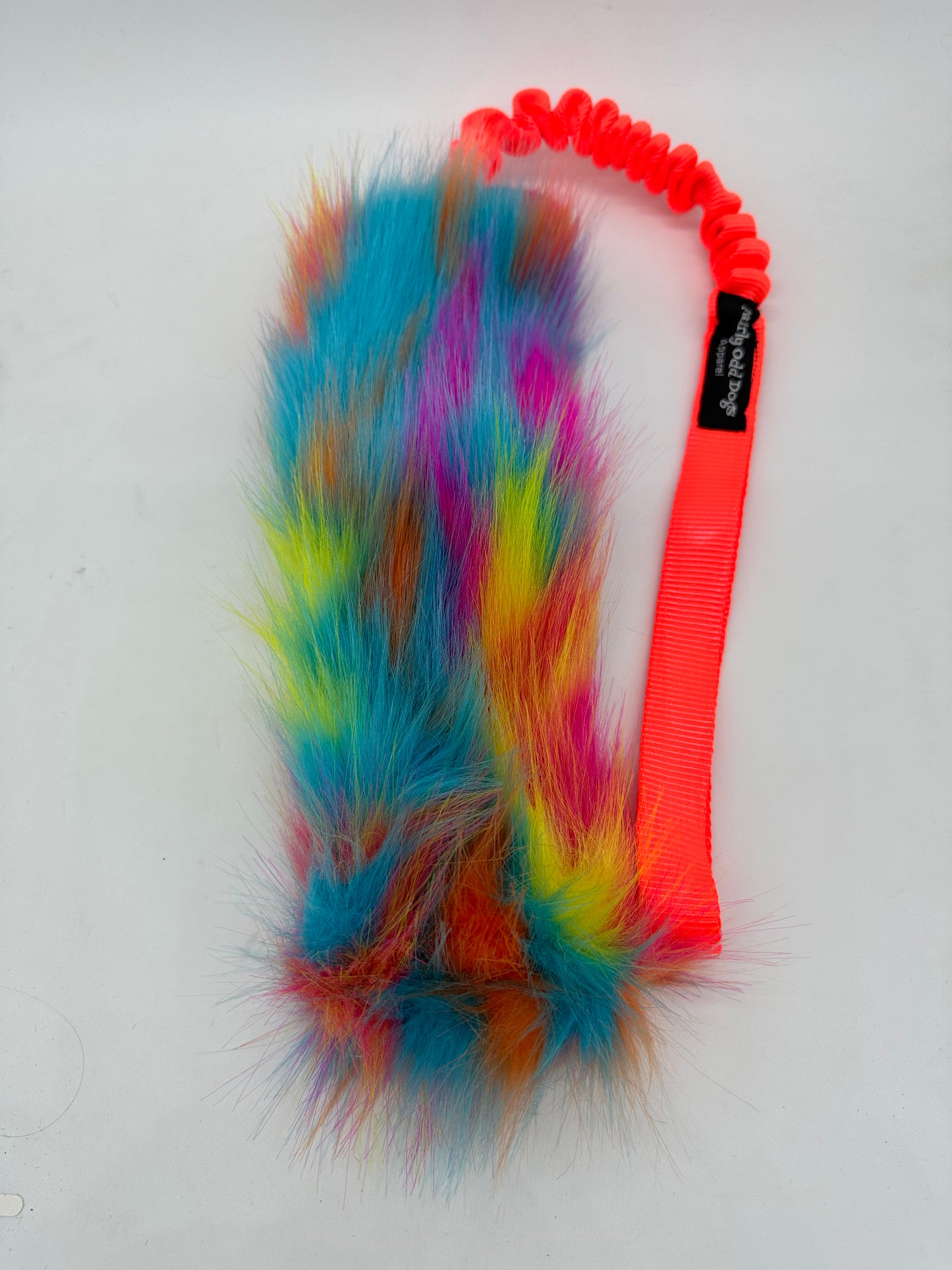 Rainbow Fur Bungee Tug Toy