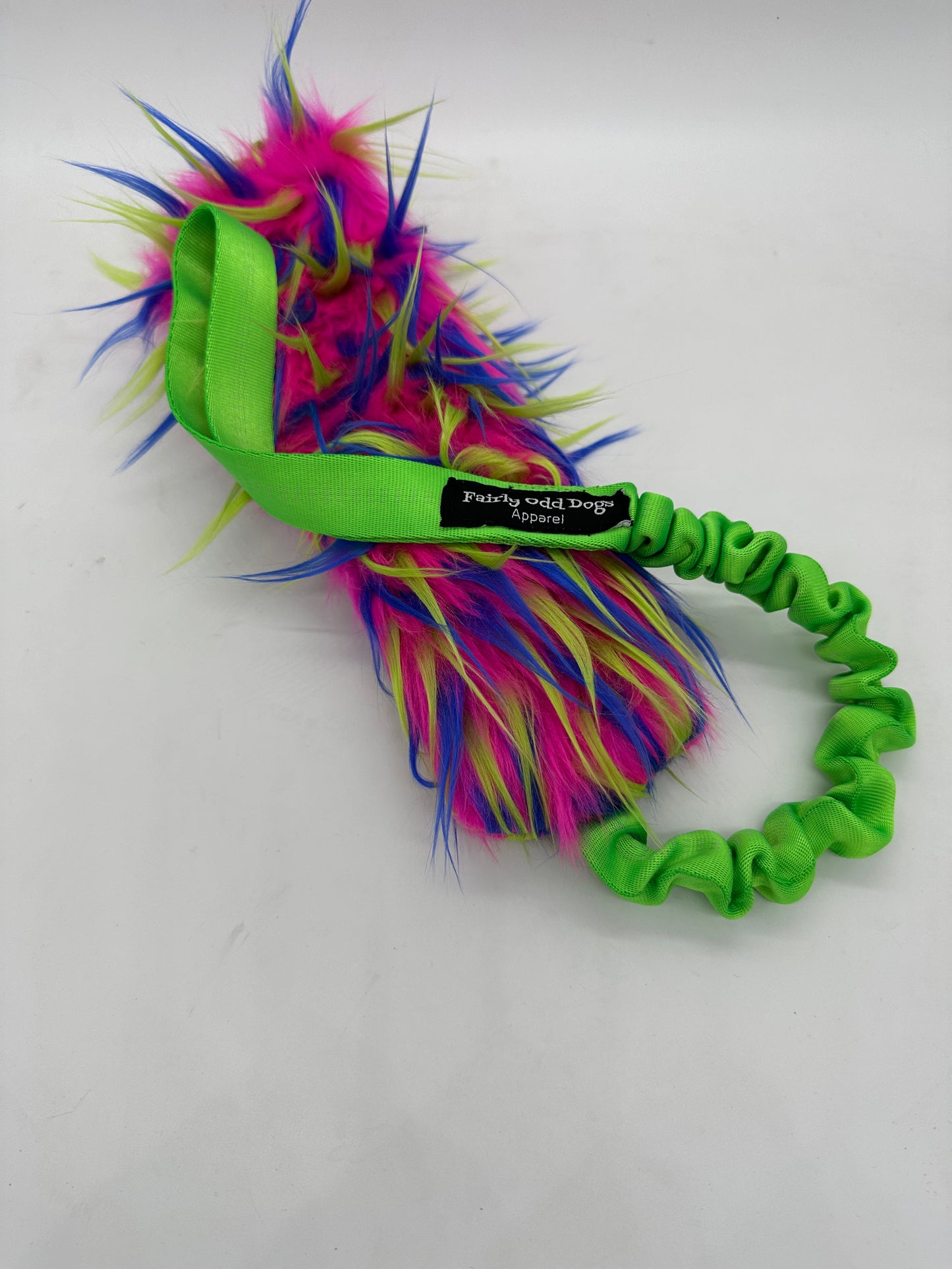 Pink, Green, Blue Fur Bungee Tug Toy