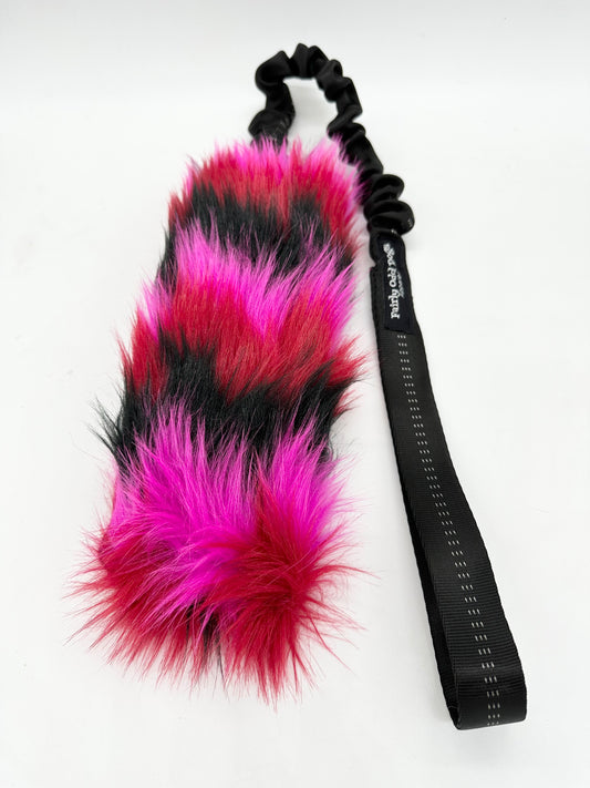 Black Red Pink Fur Bungee Tug Toy