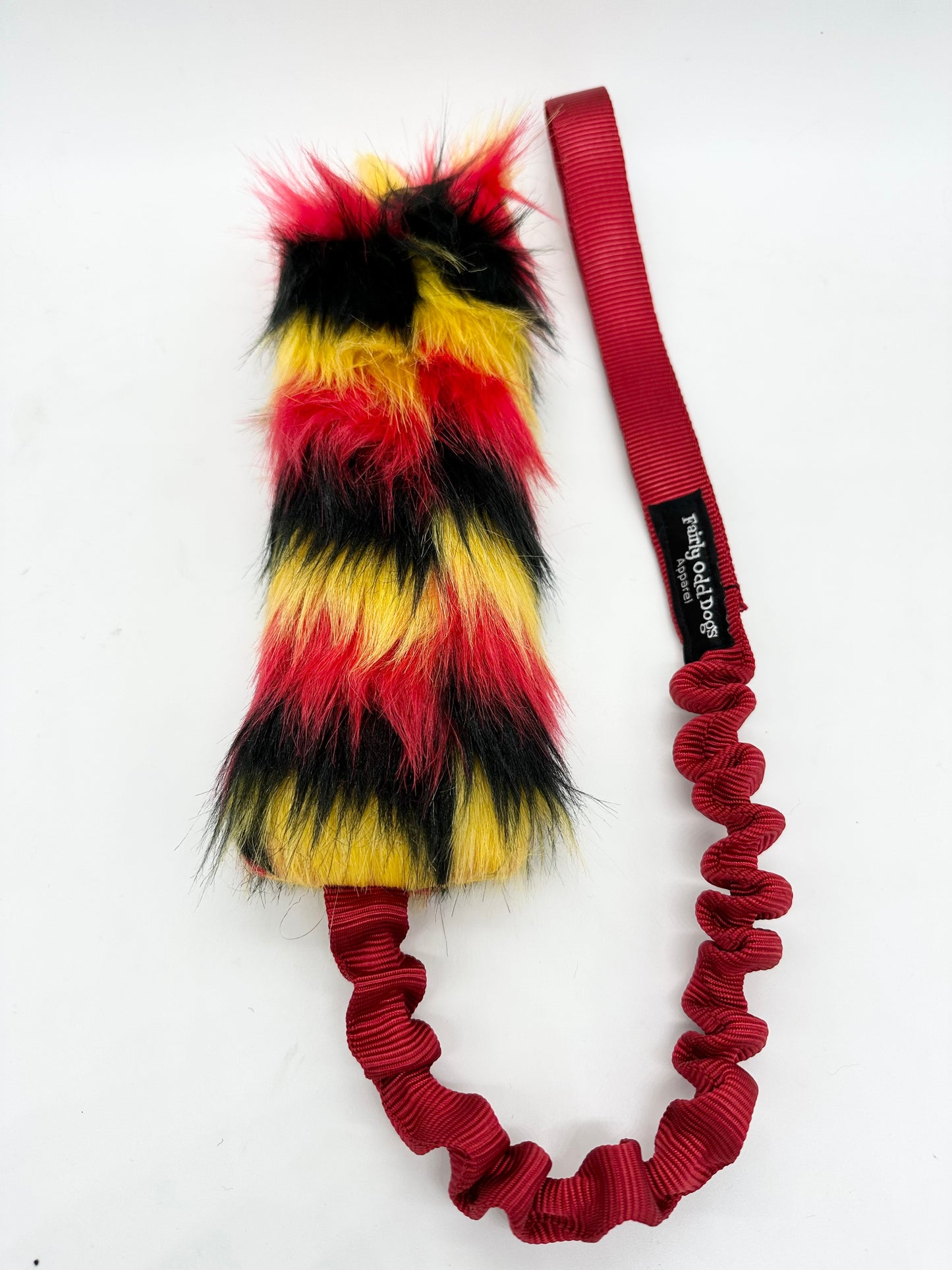 Black Red and Yellow Fur Bungee Tug Toy